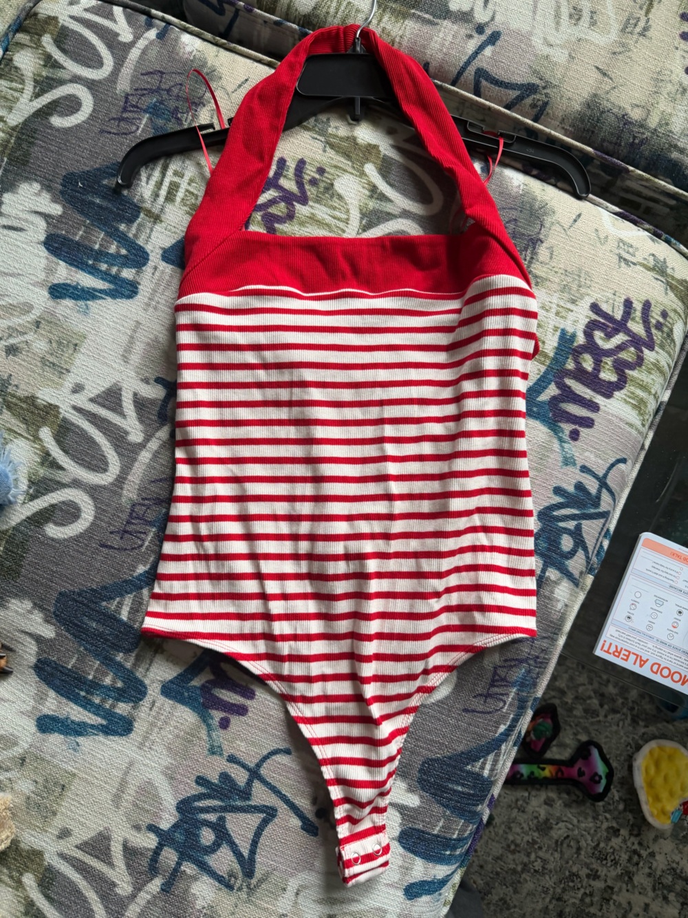 Express Red/White Striped bodysuit halter